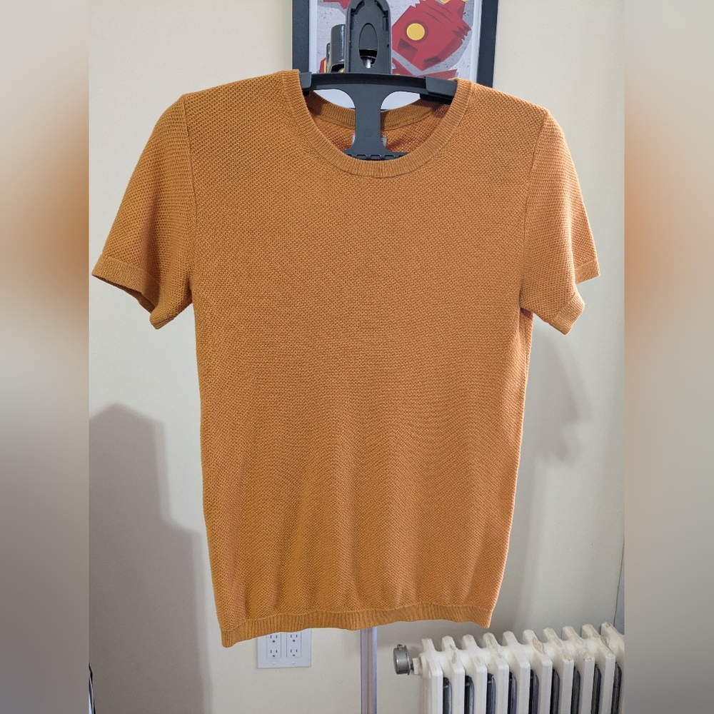 NWT J.Crew Short Sleeve Sweater Yellow Orange XXS